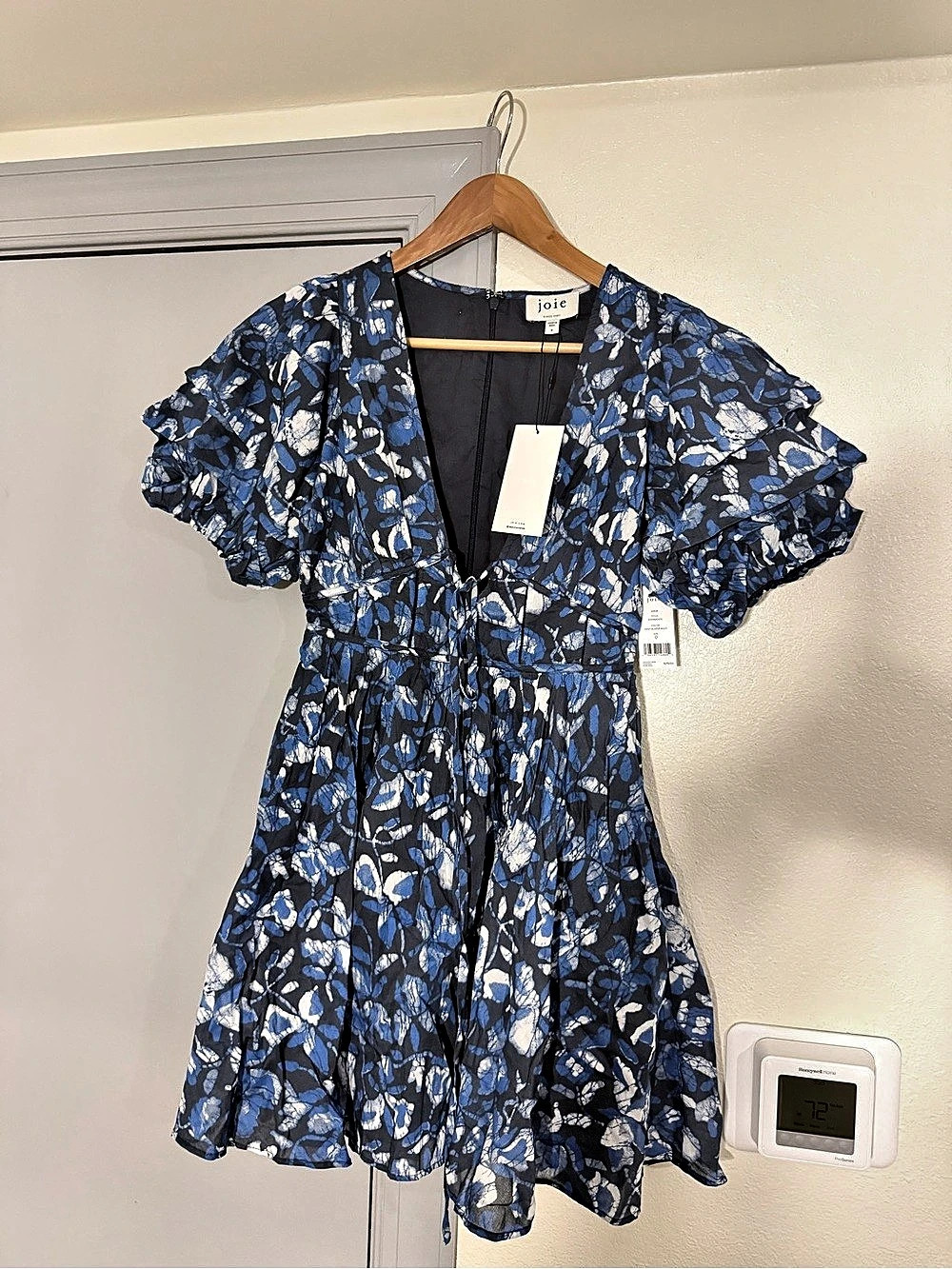 joie Lucia Abstract Mini Dress in Blue & Black Size 0 NWT